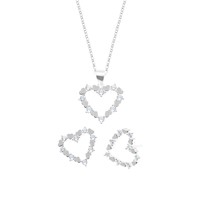 Set de Collar y Aretes Corazón Calado Plata 925